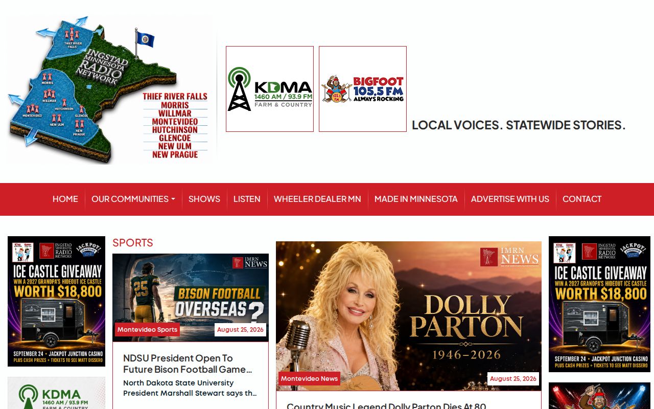 Chippewa County local news source KDMA Montevideo page