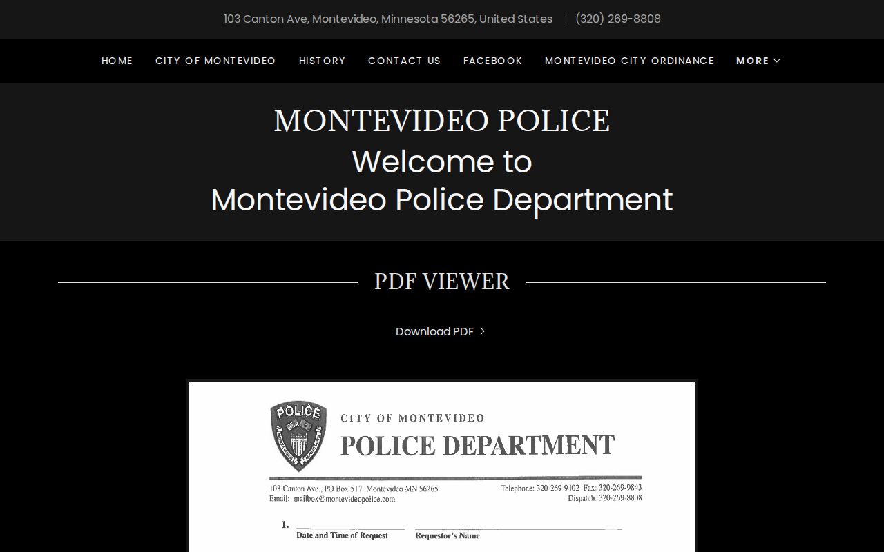 Montevideo and Chippewa County arrest-record request page